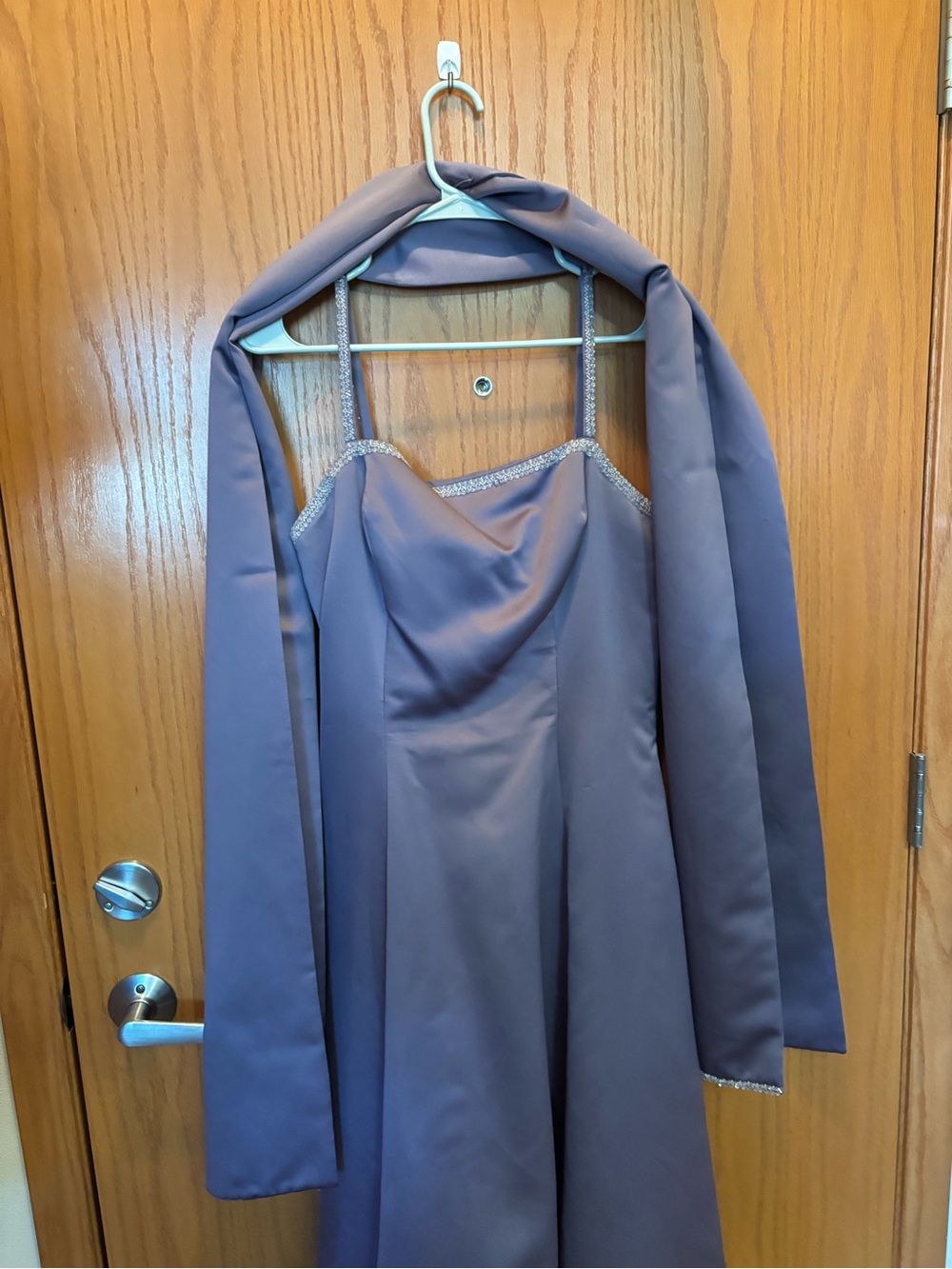90s lavender formal gown with shall
